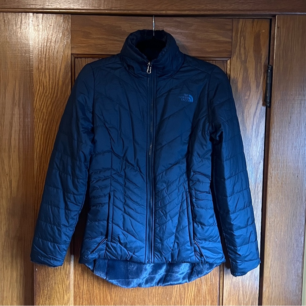 The North Face Women's Blue Puffer Jacket Reversible to Faux Fur